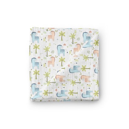 Set paturici/scutece muselina organica Elephants, Hippo, Zebras [3]