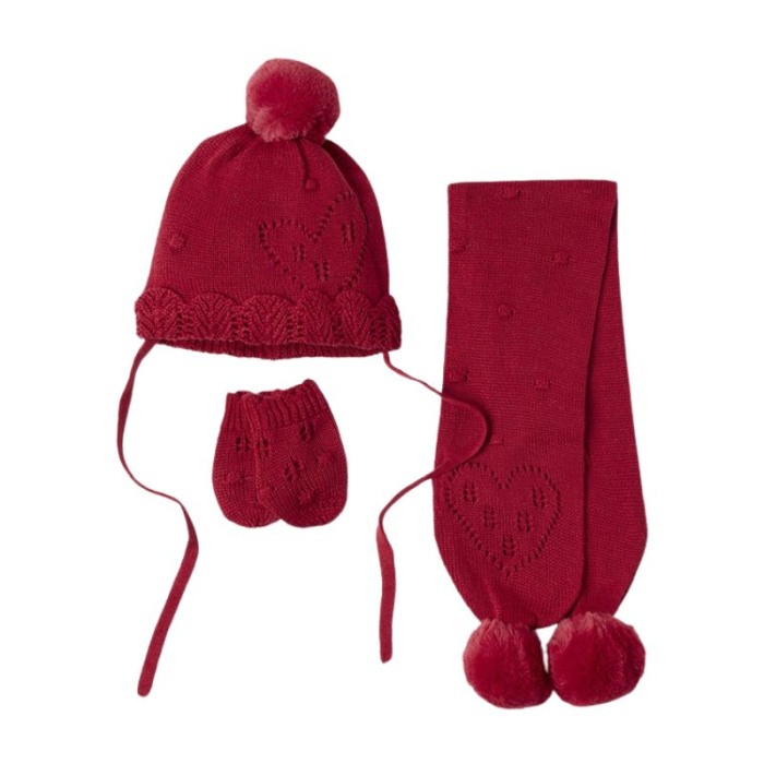 Set Rosu caciula cu fular si manusi  - Mayoral   18 luni [3]