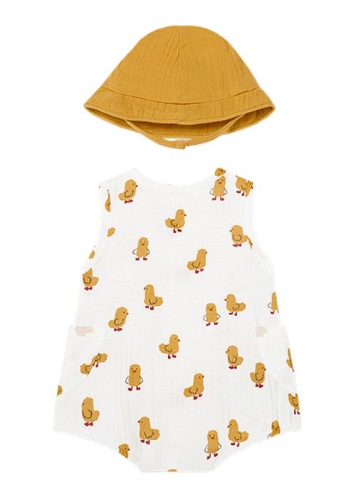 Set Salopeta cu imprimeu pui si palarie Better Cotton - Mayoral  6-9 luni (75 cm) [3]
