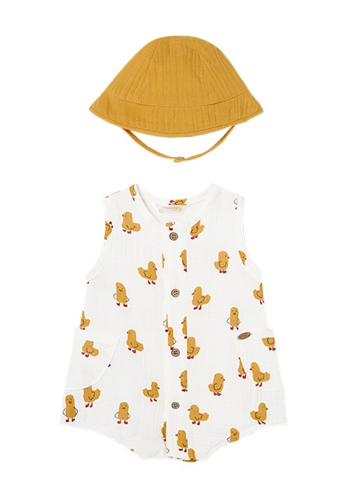 Set Salopeta cu imprimeu pui si palarie Better Cotton - Mayoral  6-9 luni (75 cm) [2]
