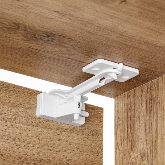 Set sigurante pentru sertare de tacamuri, 2 bucati, albe, montare cu adeziv sau surub, Reer 71090 [3]