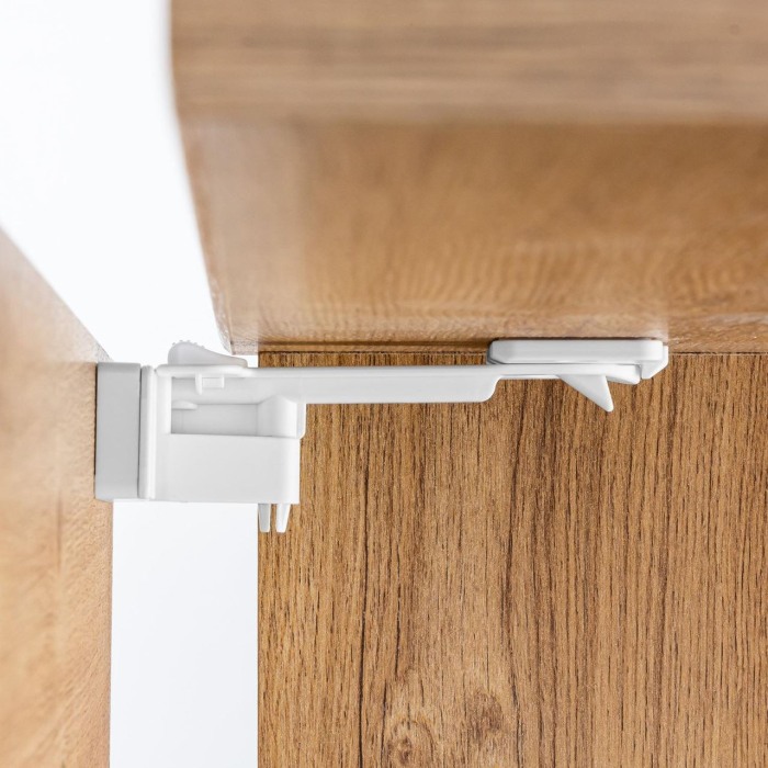 Set sigurante pentru sertare de tacamuri, 2 bucati, albe, montare cu adeziv sau surub, Reer 71090 [7]