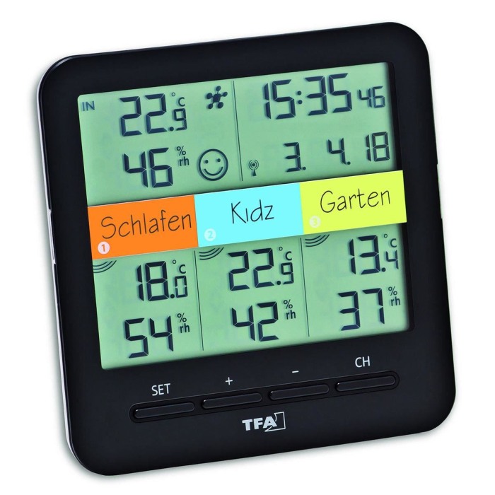 Sistem meteo SmartHome cu termo-higrometru si 3 senzori wireless, comunicare cu smartphone WEATHERHUB, TFA 31.4007.02 [5]