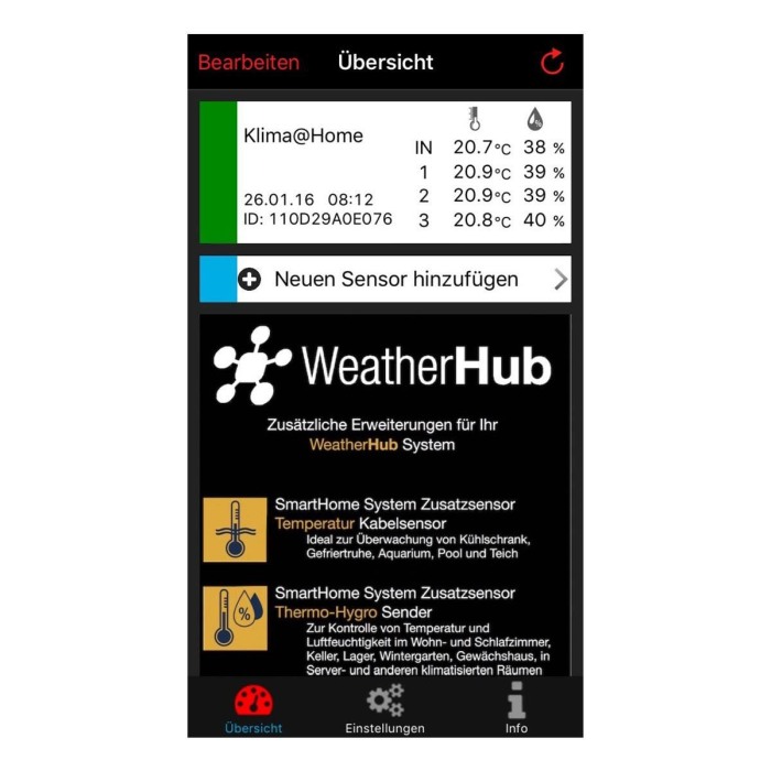 Sistem meteo SmartHome cu termo-higrometru si 3 senzori wireless, comunicare cu smartphone WEATHERHUB, TFA 31.4007.02 [6]