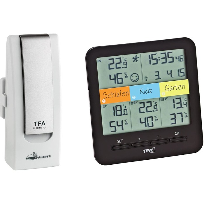 Sistem meteo SmartHome cu termo-higrometru si 3 senzori wireless, comunicare cu smartphone WEATHERHUB, TFA 31.4007.02 [2]