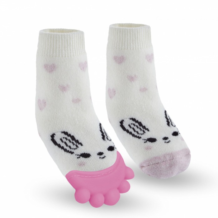 Sosete roz cu accesoriu dentitie Teether Socks - BabyJem [5]