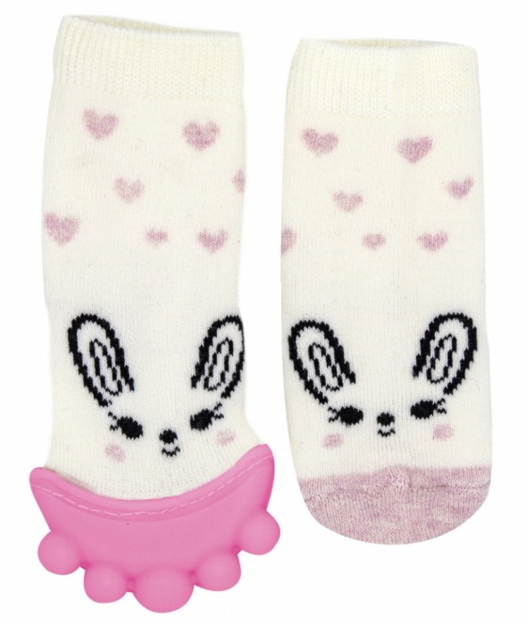 Sosete roz cu accesoriu dentitie Teether Socks - BabyJem [3]