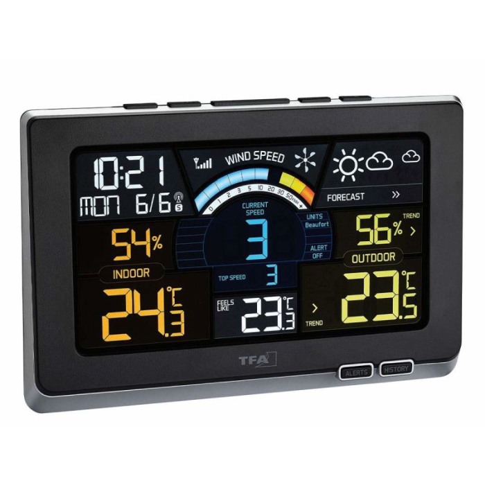 Statie meteo digitala Spring Breeze cu senzor extern wireless de temperatura, umiditate, viteza vant TFA 35.1140.01 [2]