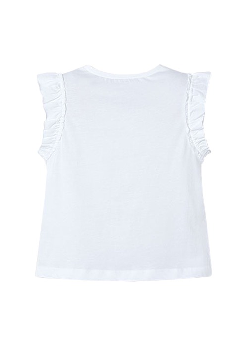 Tricou fara maneci cu perforatii si volane - alb - Mayoral 9 ani [3]