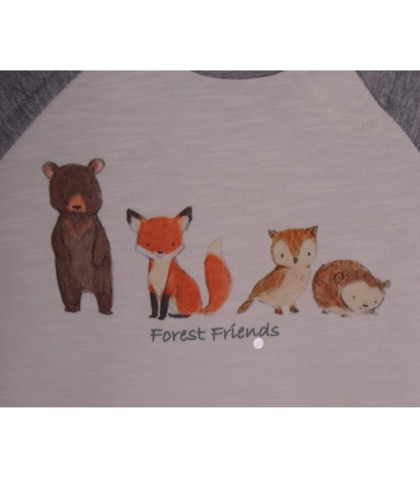 Tricou gri/bej cu maneca lunga Animale din padure 6 luni [2]