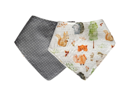 Bavete - Baveta 2 fete - muselina animale din padure si picatele