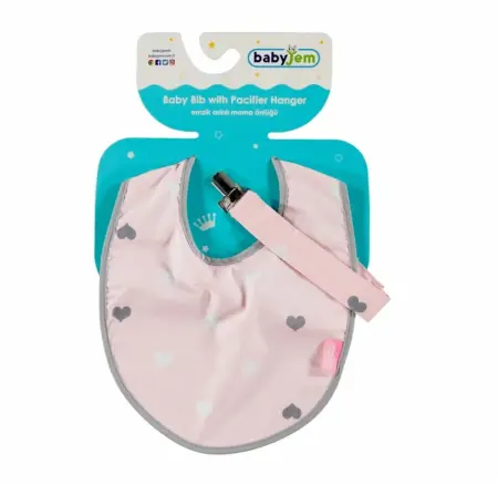 Bavete - Baveta din bumbac roz Inimioare BabyJem