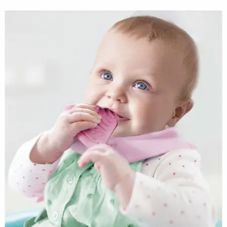 Bavete - Baveta triunghi roz cu accesoriu dentitie Cowboy Bib BabyJem