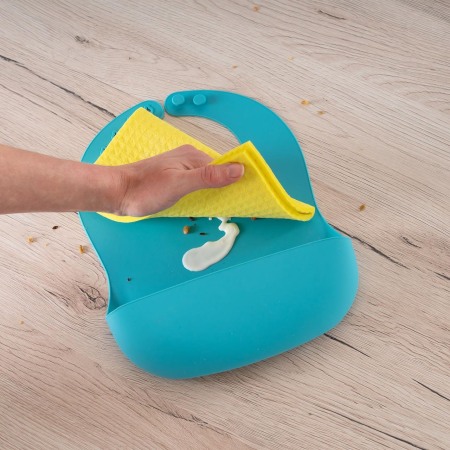 Bavetica din silicon moale cu buzunar colector pentru bebelusi, reglabila, albastra, Reer Eat`n Tidy 25033 [3]