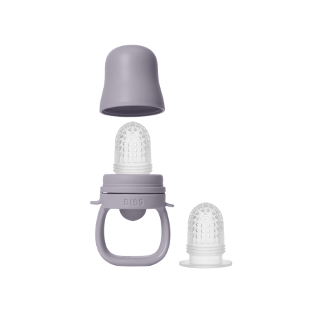 Tacamuri vesela recipiente - BIBS - Dispozitiv de hranire Baby Feeder cu 2 tetine din silicon, Fossil Grey
