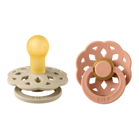 BIBS - Set 2 suzete Boheme Latex, tetina rotunda, 0 luni +-Vanilla/Peach [0]