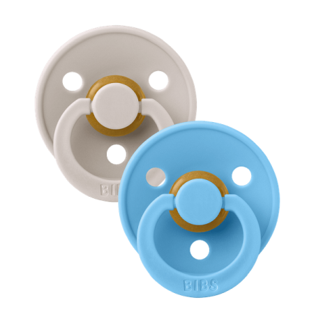 BIBS - Set 2 suzete Colour Latex, tetina rotunda, 0 luni +-Mushroom/Breeze [1]