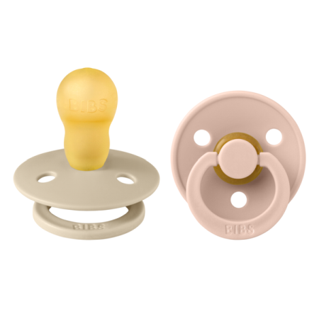 Suzete - BIBS - Set 2 suzete Colour Latex, tetina rotunda, 18 luni +-Vanilla/Blush
