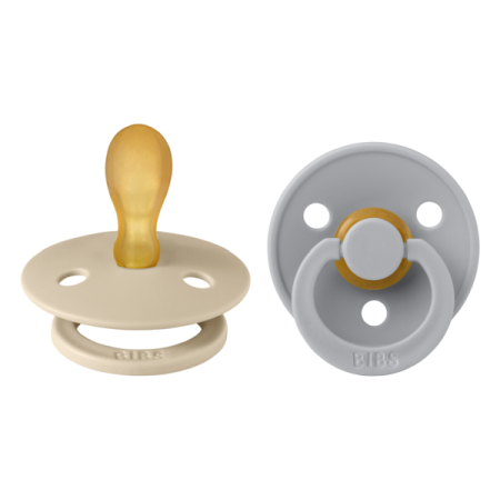 Suzete - BIBS - Set 2 suzete Colour Latex, tetina simetrica, 6 luni +-Vanilla/Cloud