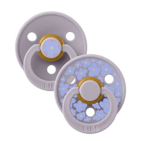 BIBS - Set 2 suzete Colour Studio Collection Flower Latex, tetina rotunda, 0 luni+-Fossil Grey [1]