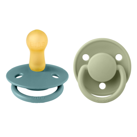 Suzete - BIBS - Set 2 suzete De Lux Latex, tetina rotunda, 6 luni +-Island Sea/Sage