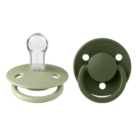 Suzete - BIBS - Set 2 suzete De Lux Silicon, tetina rotunda, marime universala-Sage/Hunter Green