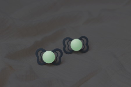 BIBS - Set 2 suzete Fosforencente Couture Glow Latex, tetina anatomica, 0 luni +-Sage/Cloud [2]