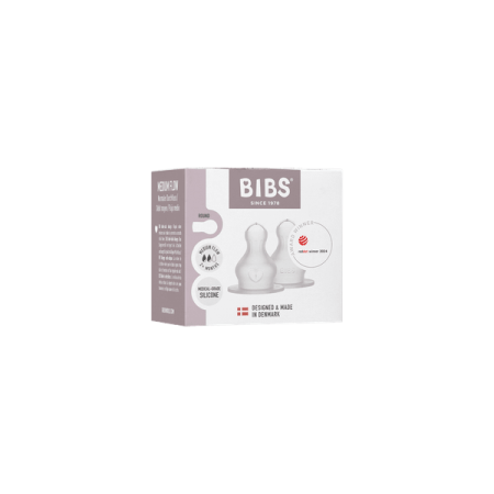 BIBS - Set 2 tetine pentru biberon, Silicon, cu flux mediu [1]