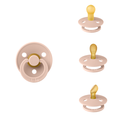 BIBS - Set 3 suzete Colour Latex, tetina rotunda, simetrica & anatomica 0 luni +-Blush [1]