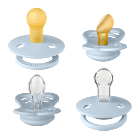 Suzete - BIBS - Set 4 suzete Try-it collection 0 luni +-Baby Blue