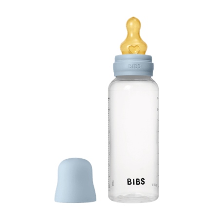 Suzete - BIBS - Set complet biberon anticolici PP fara BPA, 270 ml, Latex, Baby Blue