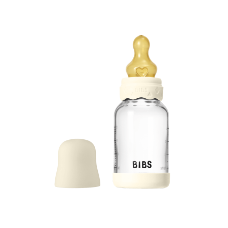 BIBS - Set complet biberon Boheme din sticla anticolici cu tetina din latex, flux lent, 120 ml, Ivory [2]