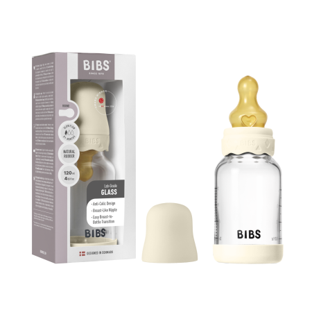 BIBS - Set complet biberon Boheme din sticla anticolici cu tetina din latex, flux lent, 120 ml, Ivory [4]