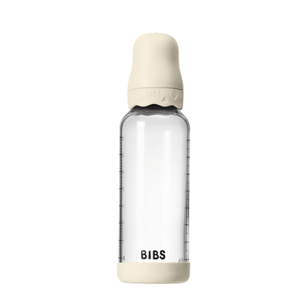 BIBS - Set complet biberon Boheme din sticla anticolici cu tetina din latex, flux mediu, 240 ml, Ivory [1]