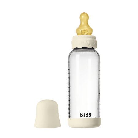 BIBS - Set complet biberon Boheme din sticla anticolici cu tetina din latex, flux mediu, 240 ml, Ivory [5]