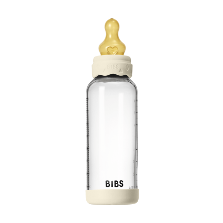 BIBS - Set complet biberon Boheme din sticla anticolici cu tetina din latex, flux mediu, 240 ml, Ivory [3]