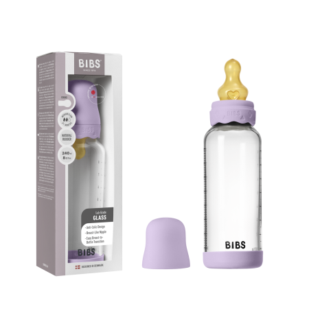 BIBS - Set complet biberon Boheme din sticla anticolici cu tetina din latex, flux mediu, 240 ml, Violet Sky [5]