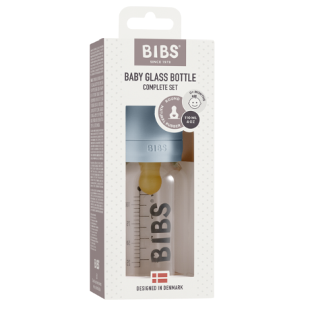 BIBS - Set complet biberon din sticla anticolici, 110 ml, Baby Blue [1]