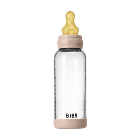 BIBS - Set complet biberon din sticla anticolici cu tetina din latex, flux mediu, 240 ml, Blush [3]