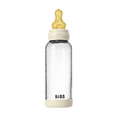 BIBS - Set complet biberon din sticla anticolici cu tetina din latex, flux mediu, 240 ml, Ivory [2]