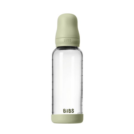 BIBS - Set complet biberon din sticla anticolici cu tetina din latex, flux mediu, 240 ml, Sage [1]