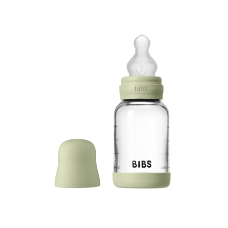 BIBS - Set complet biberon din sticla anticolici cu tetina din silicon flux lent, 120 ml, Sage [2]