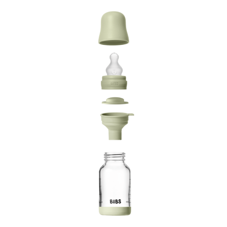 BIBS - Set complet biberon din sticla anticolici cu tetina din silicon flux lent, 120 ml, Sage [4]