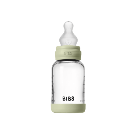 BIBS - Set complet biberon din sticla anticolici cu tetina din silicon flux lent, 120 ml, Sage [5]