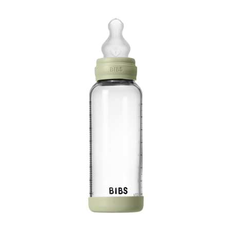 BIBS - Set complet biberon din sticla anticolici cu tetina din silicon, flux mediu, 240 ml, Sage [3]