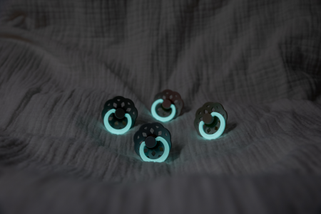 BIBS - Suzeta fosforescenta Colour Glow Latex, tetina rotunda, 18 luni +-Vanilla [2]