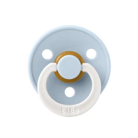 Suzete - BIBS - Suzeta fosforescenta Colour Glow Latex, tetina rotunda, 6 luni +-Baby Blue