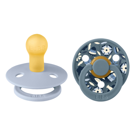 Suzete - BIBS x LIBERTY - Set 2 suzete Colour Bobo Latex, tetina rotunda, 0 luni+-Dusty Blue/Petrol