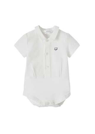 Haine  Incaltaminte Accesorii - Body camasa cu maneca scurta ECOFRIENDS - Bej - Mayoral 6-9 luni