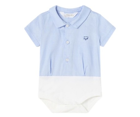 Haine  Incaltaminte Accesorii - Body camasa cu maneca scurtatip camasa - Bleu - Mayoral  4-6 luni